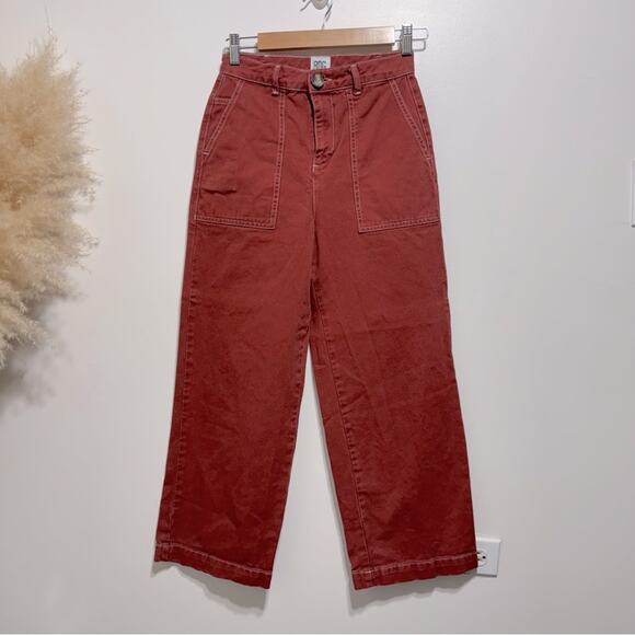 Urban Outfitters BDG Contrast Stitch Workwear Jeans in Red Size 25 - Picture 7 of 12